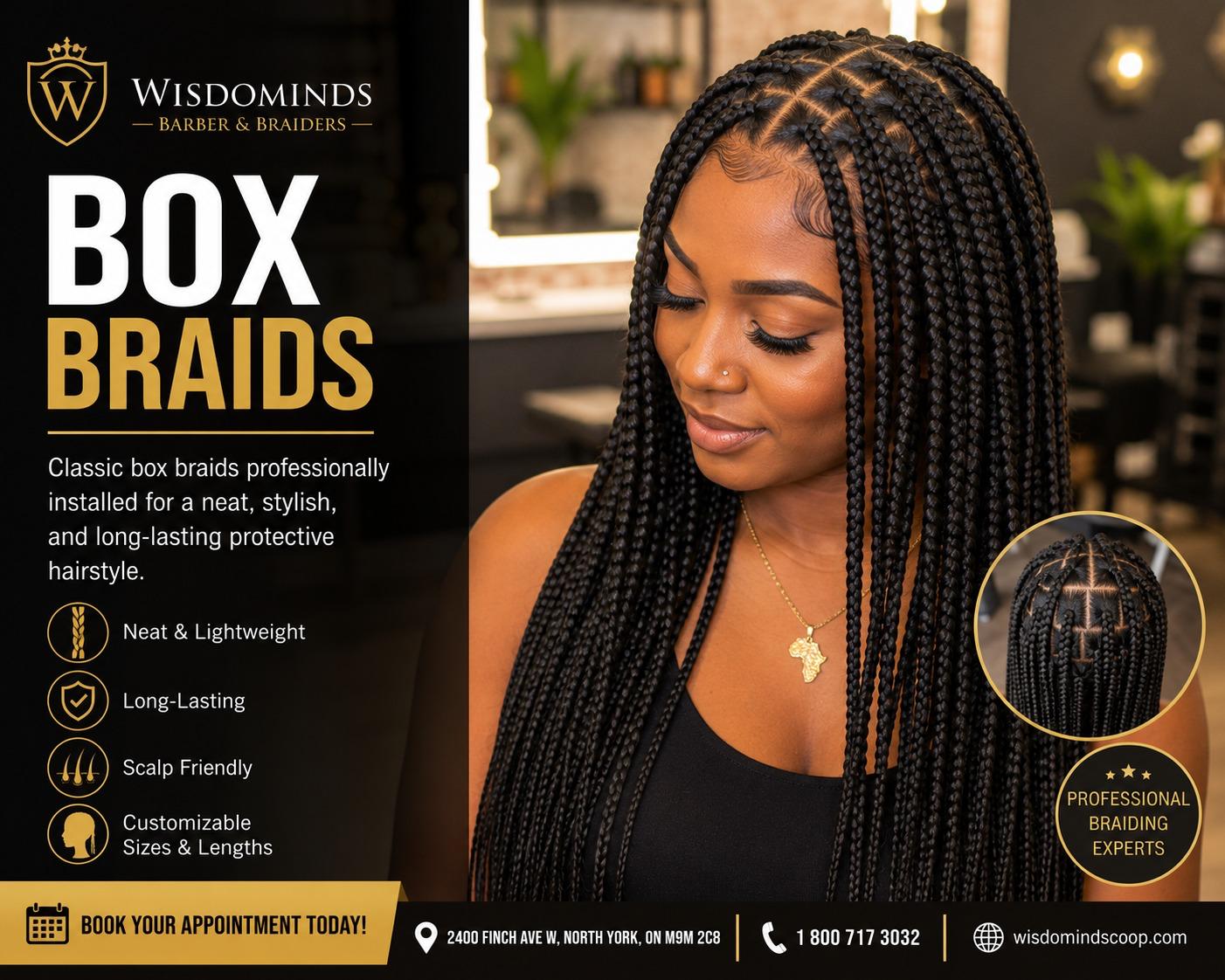 Box braids by Wisdominds Braiders