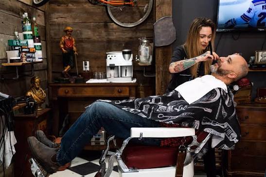 Barbershop interior with styling chairs